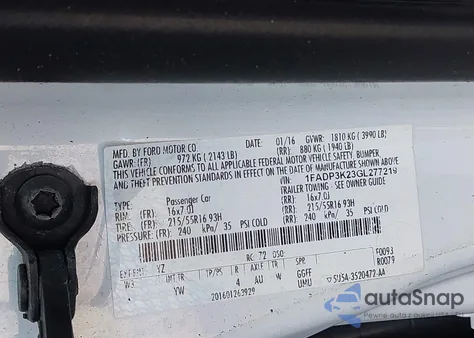 2016 Ford Focus Se z USA, uszkodzony, nr VIN 1FADP3K23GL277219